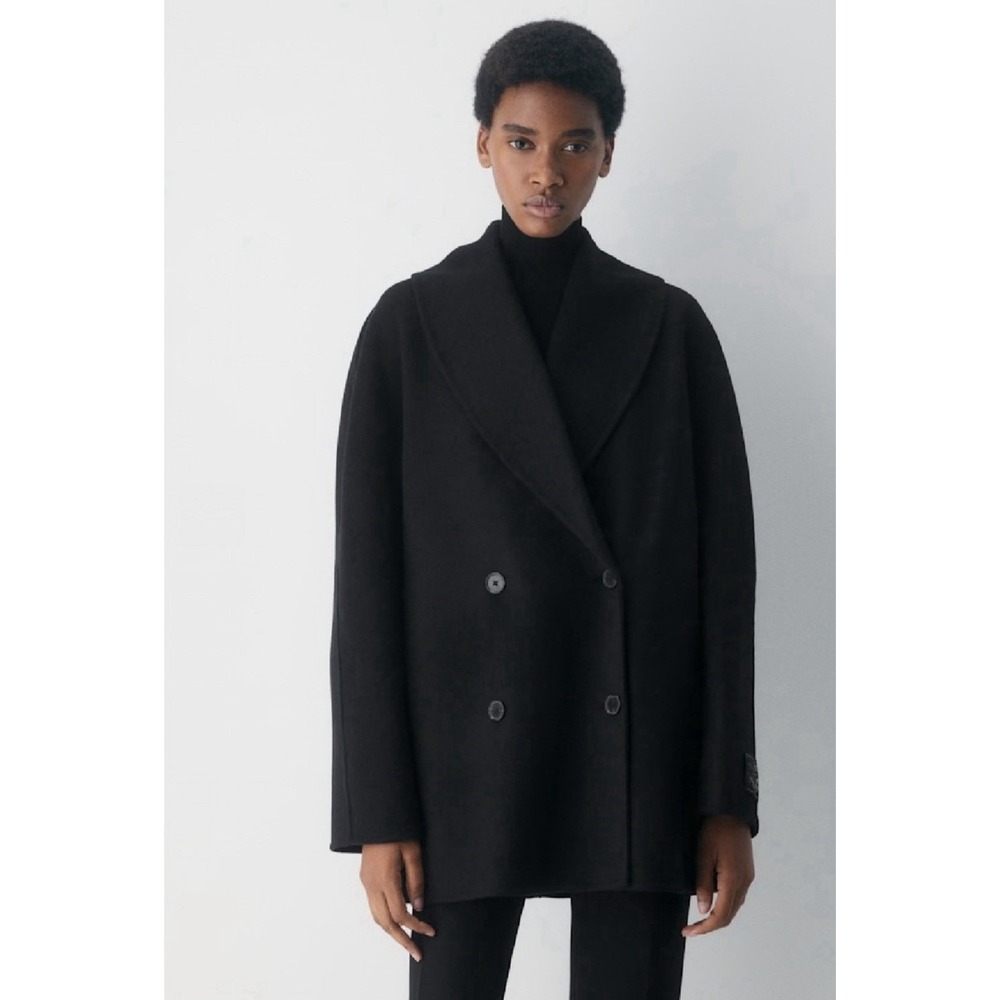 ARITZIA The Mezzanine Double Faced Coat Sz XS Luxe Re-wool Black ITALY-NWT $298